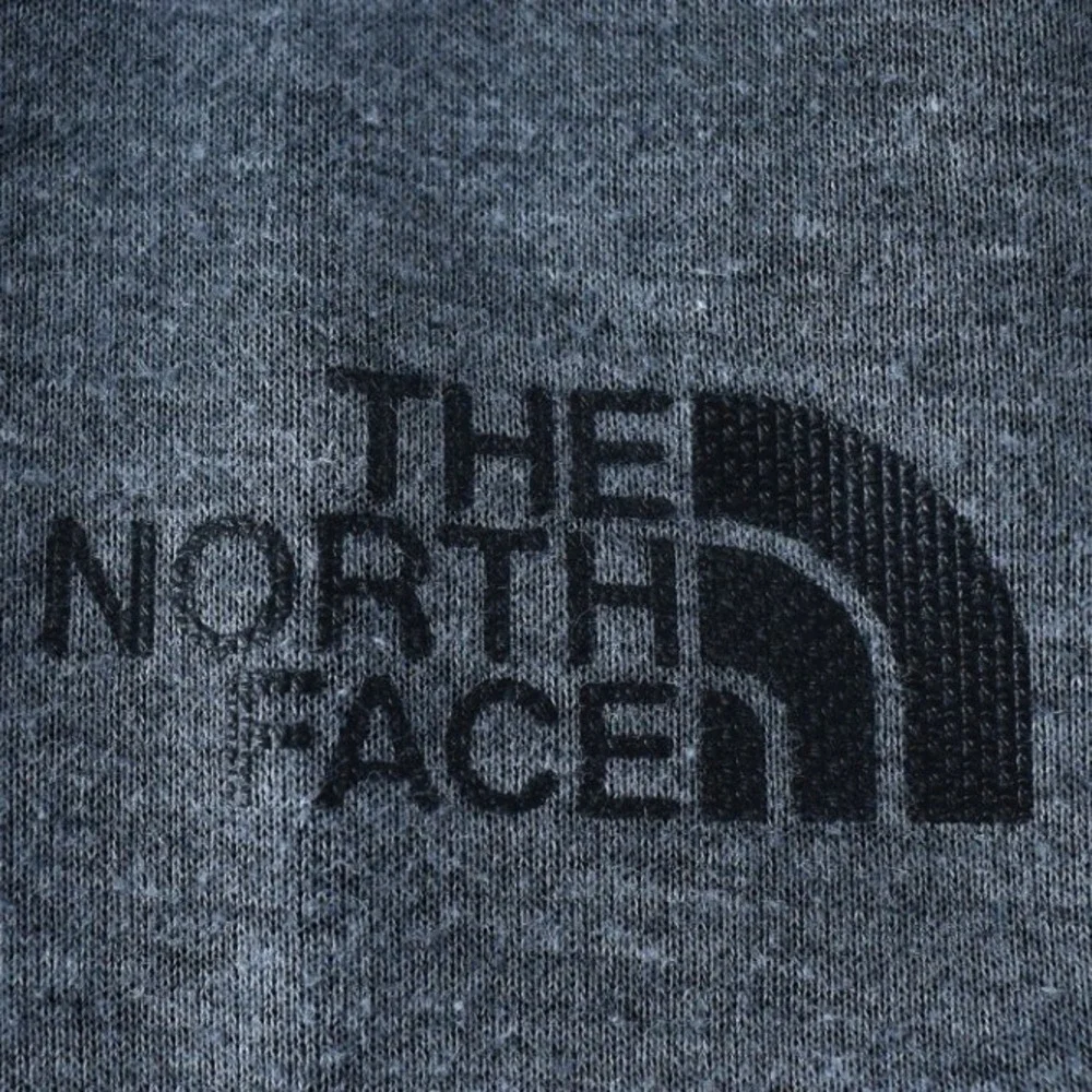 The North Face Mens Gray Full Zip Hoodie Heathered Sweatshirt Logo Sleeve Small